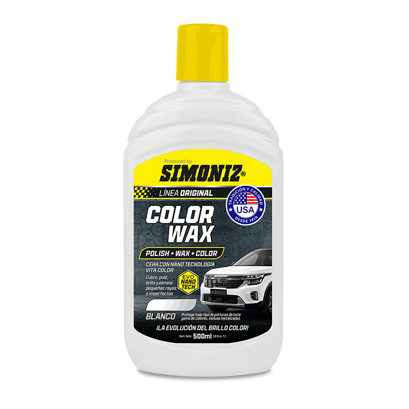 CERA COLOR WAX SIMONIZ CON NANO TECNOLOGÍA BLANCO 500ML - Imagen 1